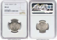 British India. George VI 1/2 Rupee 1943-L MS62 NGC, Lahore mint, KM552. HID09801242017 © 2023 Heritage Auctions | All Rights Reserved