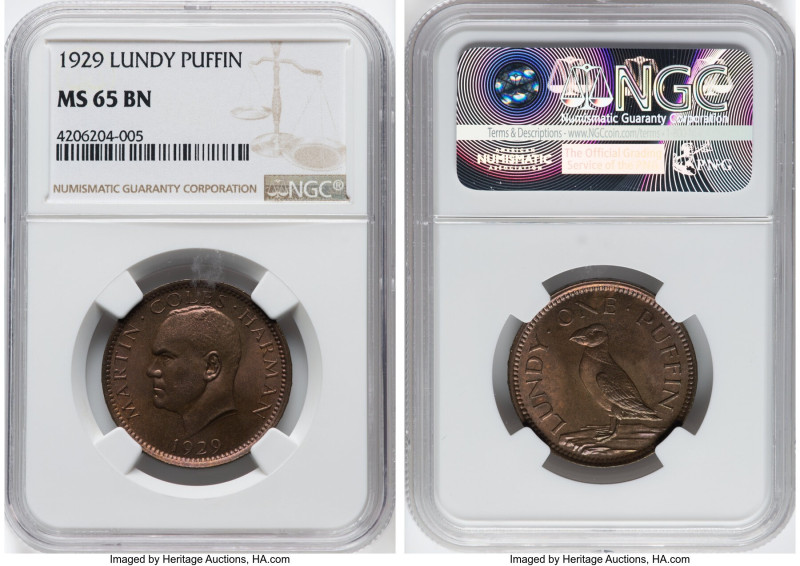 British Administration. Pair of Certified Token Issues 1929 NGC, 1) Puffin - MS6...