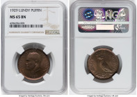 British Administration. Pair of Certified Token Issues 1929 NGC, 1) Puffin - MS65 Brown, KM-XTn2 2) 1/2 Puffin - MS65 Red and Brown, KM-XTn1 HID098012...