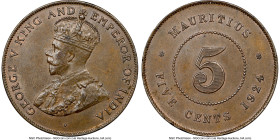 British Colony. George V 5 Cents 1924 MS62 Brown NGC, KM14. HID09801242017 © 2023 Heritage Auctions | All Rights Reserved