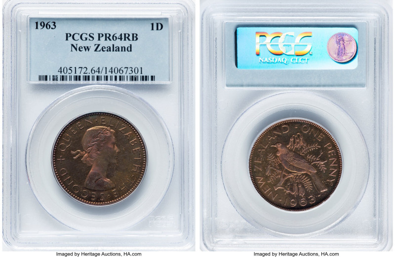 Elizabeth II Proof Penny 1963 PR64 Red and Brown PCGS, KM24.2. With any movement...