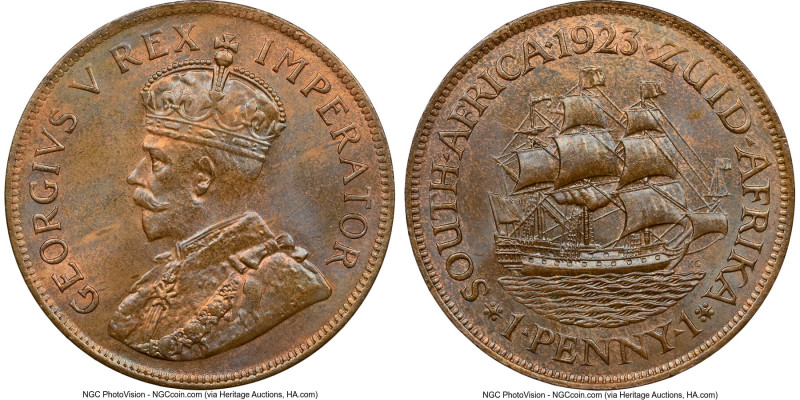 George V Penny 1923 MS65 Red and Brown NGC, Pretoria mint, KM14.1. An eye-catchi...