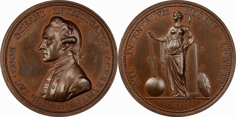 Undated (ca. 1783) Captain Cook Memorial Medal. Betts-553. Copper, 43.2 mm. MS-6...