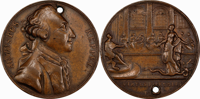 Undated (1779) Admiral Keppel Vindicated Medal. Betts-unlisted, BHM-220, Milford...