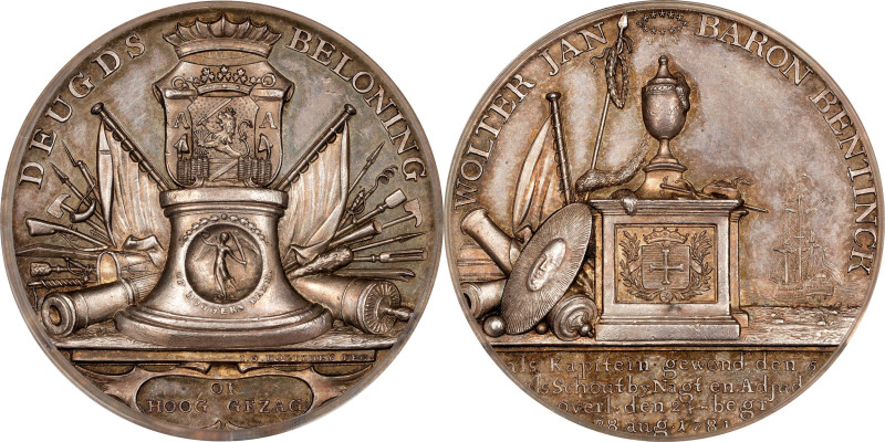 1781 Battle of Doggersbank Medal. Betts-587. Silver, 45.2 mm. MS-63 (PCGS).

A...