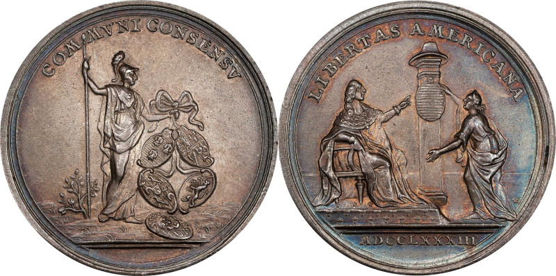 1783 Peace of Versailles Medal. Betts-608. Silver, 45.0 mm. AU-50 (PCGS).

Acq...