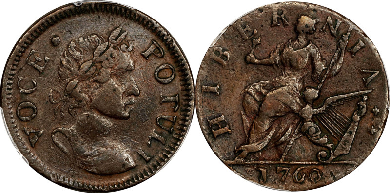 1760 Voce Populi Halfpenny. Nelson-17, Zelinka-Unlisted, W-13820. Rarity-9. Olde...