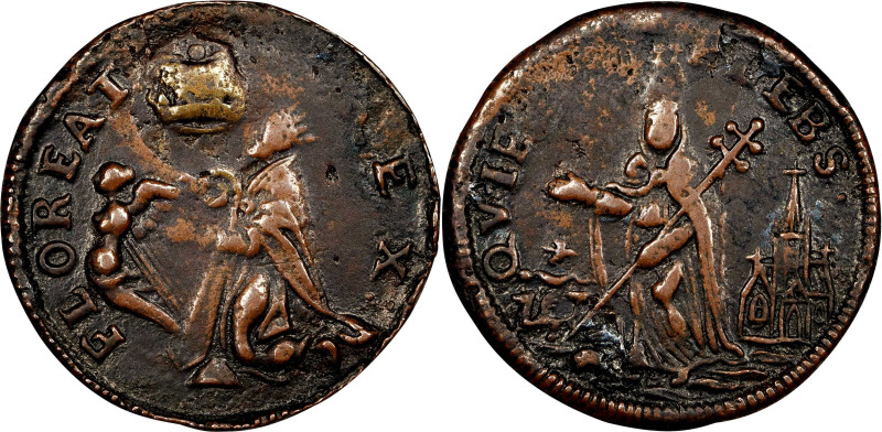 Undated (ca. 1652-1674) St. Patrick Farthing. Martin 1b.7-Ca.13, W-11500. Rarity...