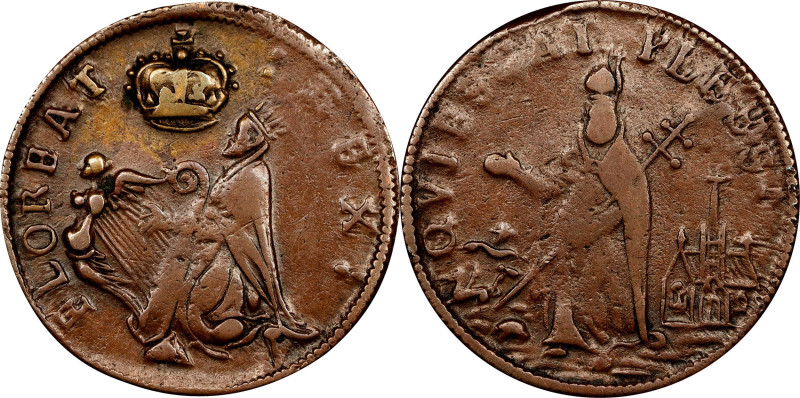 Undated (ca. 1652-1674) St. Patrick Farthing. Martin 1c.13-Da.1, W-11500. Rarity...