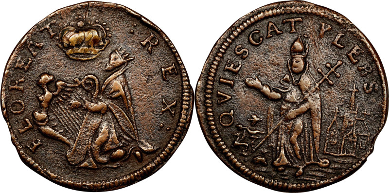 Undated (ca. 1652-1674) St. Patrick Farthing. Martin 1c.25-Ca.22, W-11500. Rarit...