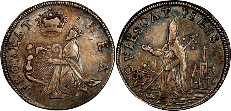 Undated (ca. 1652-1674) St. Patrick Farthing. Martin 1d.1-Ba.11, W-11520. Rarity...