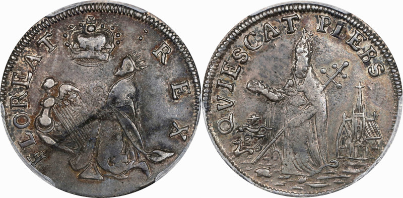 Undated (ca. 1652-1674) St. Patrick Farthing. Martin 1d.1-Ba.11, W-11520. Rarity...