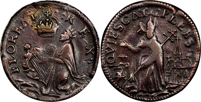 Undated (ca. 1652-1674) St. Patrick Farthing. Martin 3c.2-Fb.2, W-11500. Rarity-...