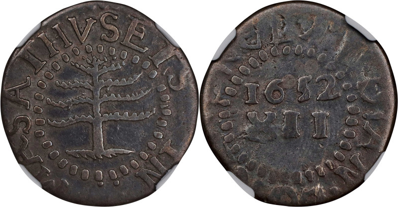 1652 Pine Tree Shilling. Small Planchet. Noe-28, Salmon 10-D, W-920. Rarity-6+. ...