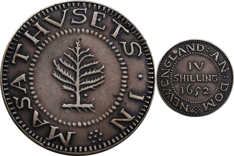 Box Token Fashioned out of the Obverse and Reverse of Facsimile Pine Tree "IV Sh...