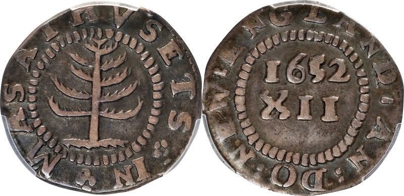 1652 Pine Tree Shilling. Small Planchet. Noe-29, Salmon 11-F, W-930. Rarity-3. V...