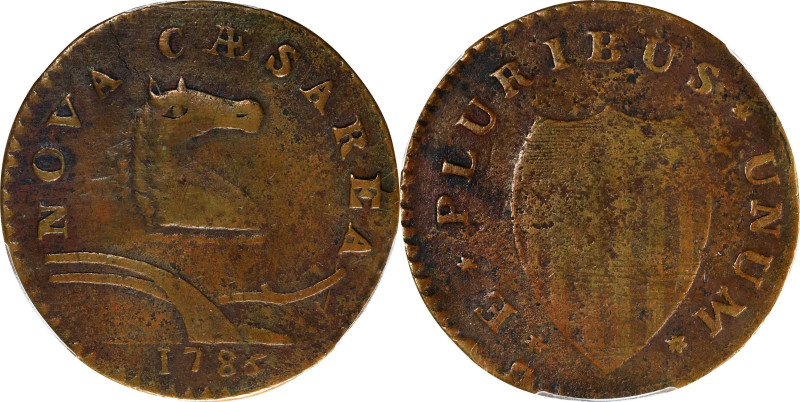 1786 New Jersey Copper. Maris 21-P, W-4920. Rarity-5. Curved Plow Beam, Mane Pun...