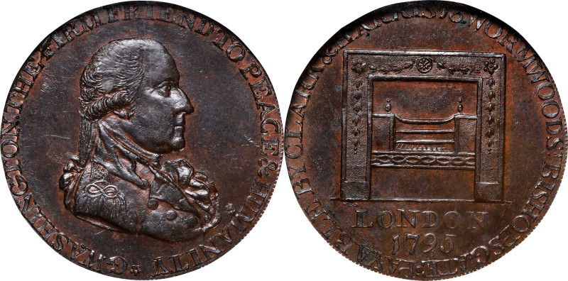 1795 Washington Grate Halfpenny. Musante GW-49, Baker-29B, W-10955. Large Button...