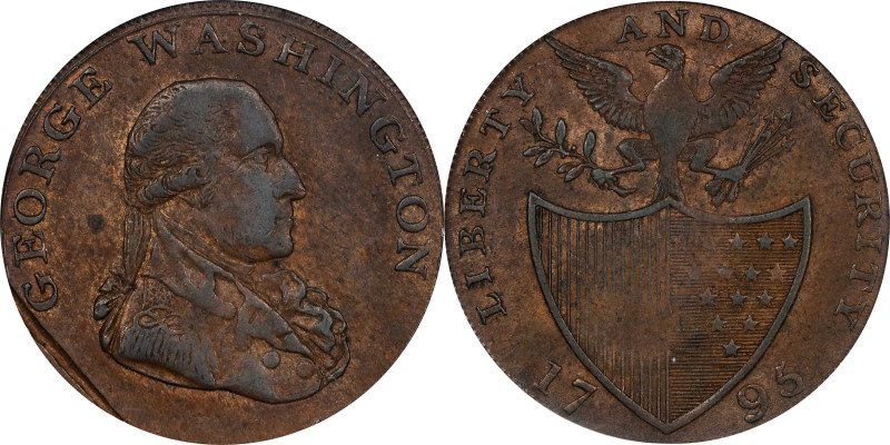 1795 Washington Liberty and Security Halfpenny. Musante GW-48, Baker-31B, W-1101...