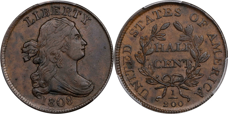 1808 Draped Bust Half Cent. C-3. Rarity-1. AU-53 (PCGS).

Struck the during th...