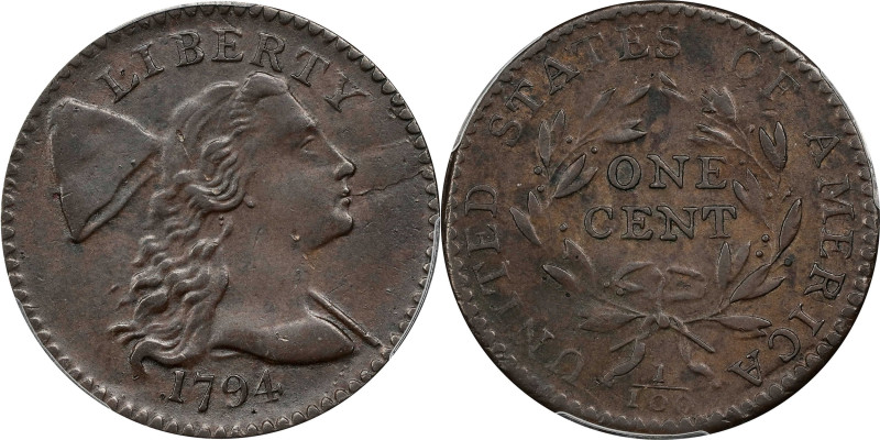 1794 Liberty Cap Cent. S-57. Rarity-1. Head of 1794 AU-50 (PCGS).

Pleasing me...