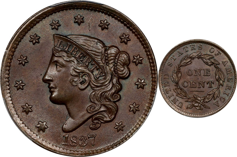 1837 Modified Matron Head Cent. N-9. Rarity-1. Head of 1838. MS-66 BN (PCGS). CA...