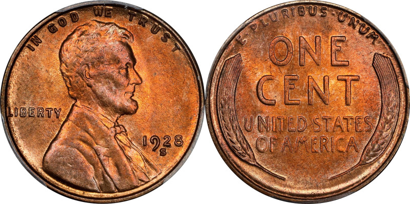 1928-S Lincoln Cent. MS-66 RB (PCGS). CAC.

Exceptional striking quality and s...