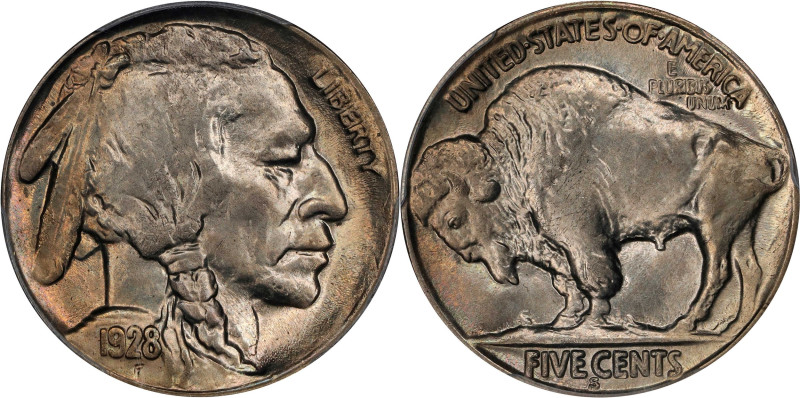 1928-S Buffalo Nickel. MS-66 (PCGS).

This exquisite premium Gem offers smooth...