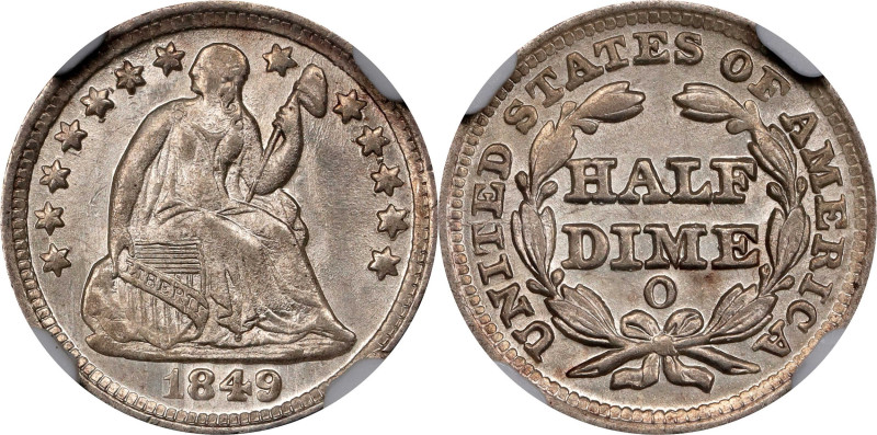 1849-O Liberty Seated Half Dime. MS-66 (NGC).

Stark white and fully lustrous ...