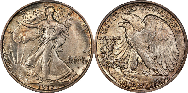 1917-S Walking Liberty Half Dollar. Obverse Mintmark. MS-64 (PCGS). CAC. CMQ.
...