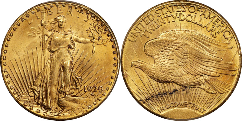 1929 Saint-Gaudens Double Eagle. MS-63 (PCGS).

This lovely example offers ful...