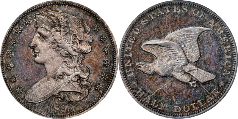 1838 Pattern Half Dollar. Judd-73 Restrike, Pollock-77. Rarity-5. Silver. Reeded...