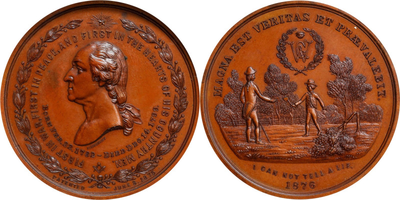 1876 Magna Est Veritas Medal. Original. Musante GW-861, Baker-292B. Bronze. MS-6...