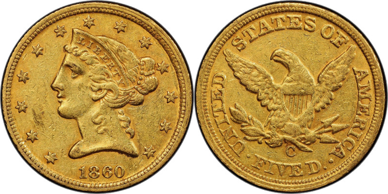 1860-C Liberty Head Half Eagle. Winter-1. EF-45 (PCGS).

This issue is always ...