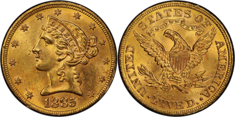 1885 Liberty Head Half Eagle. MS-63 (PCGS).

A sharp and inviting example with...