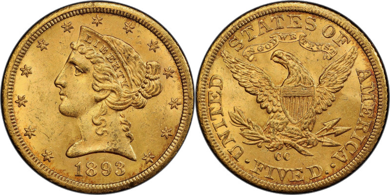 1893-CC Liberty Head Half Eagle. Winter 1-A. MS-63 (PCGS). CAC.

The final Car...