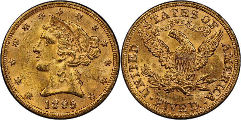 1895 Liberty Head Half Eagle. MS-64 (PCGS).

A beautiful coin drenched in vivi...