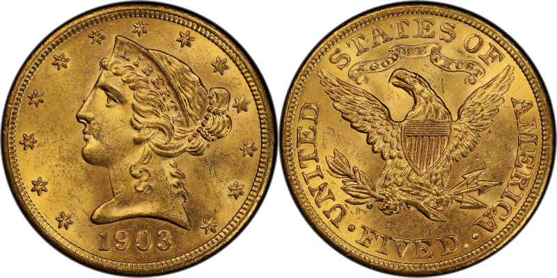 1903 Liberty Head Half Eagle. MS-64 (PCGS). CAC.

Faintly semi-prooflike surfa...