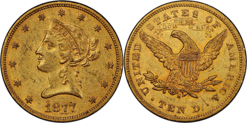 1877-S Liberty Head Eagle. AU-53 (PCGS).

Continuing with the awesome quality ...