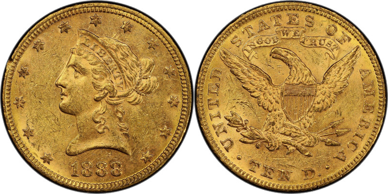 1888 Liberty Head Eagle. MS-60 (PCGS).

Faintly prooflike in finish, this lust...