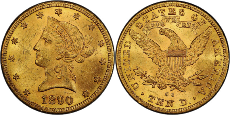 1890-CC Liberty Head Eagle. Winter 1-A, the only known dies. MS-62+ (PCGS). CAC....