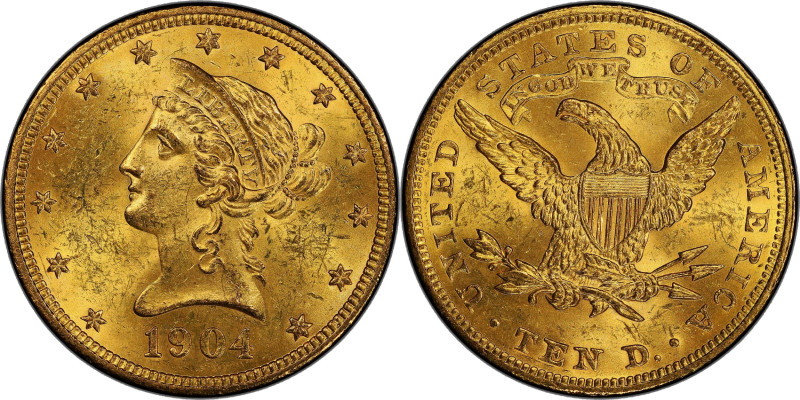 1904 Liberty Head Eagle. MS-62+ (PCGS). CAC.

A wonderfully original, warm gol...