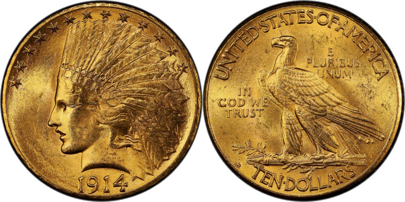 1914-D Indian Eagle. MS-63+ (PCGS). CAC.

Superior quality and eye appeal for ...