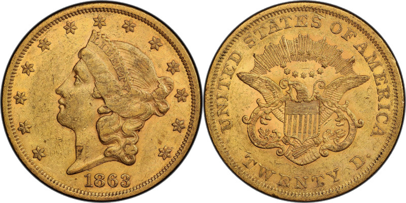 1863 Liberty Head Double Eagle. AU-50 (PCGS).

A wonderfully original example ...