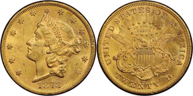 1873-S Liberty Head Double Eagle. Close 3. MS-61 (PCGS).

Colorful golden-apri...