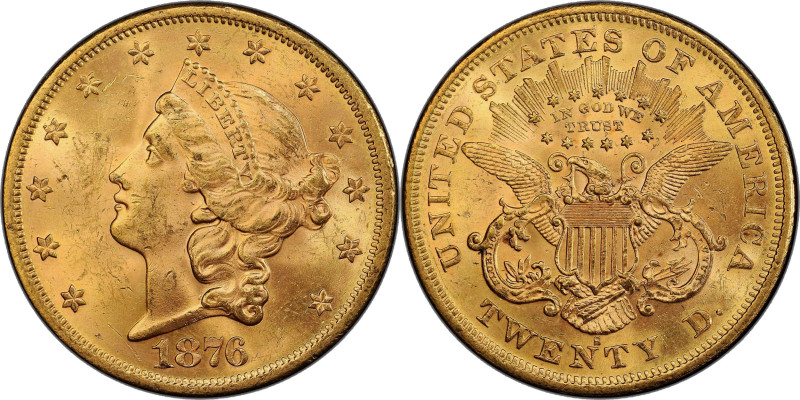 1876-S Liberty Head Double Eagle. MS-63 (PCGS).

Lively mint frost swirls arou...