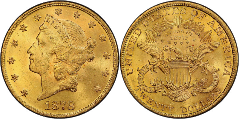 1878 Liberty Head Double Eagle. MS-63 (PCGS).

A fully struck, highly lustrous...