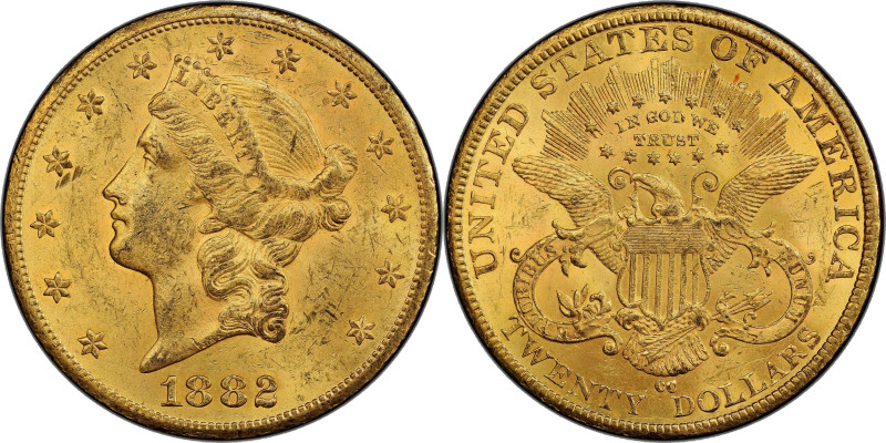 1882-CC Liberty Head Double Eagle. MS-61 (PCGS).

An outstanding condition rar...