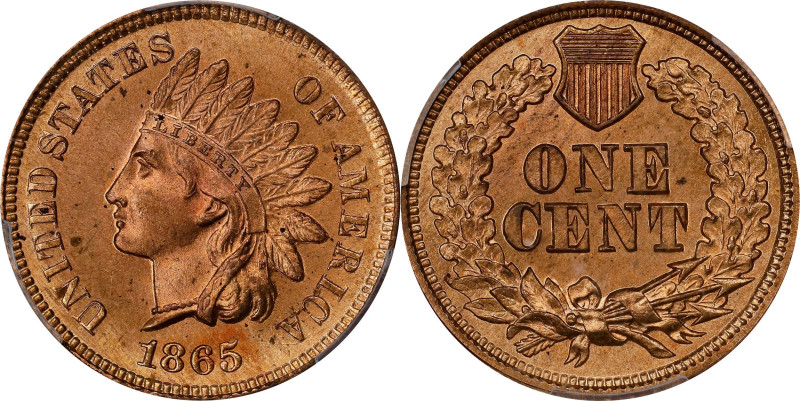 1865 Indian Cent. Fancy 5. MS-65 RD (PCGS).

A remarkable example for this con...