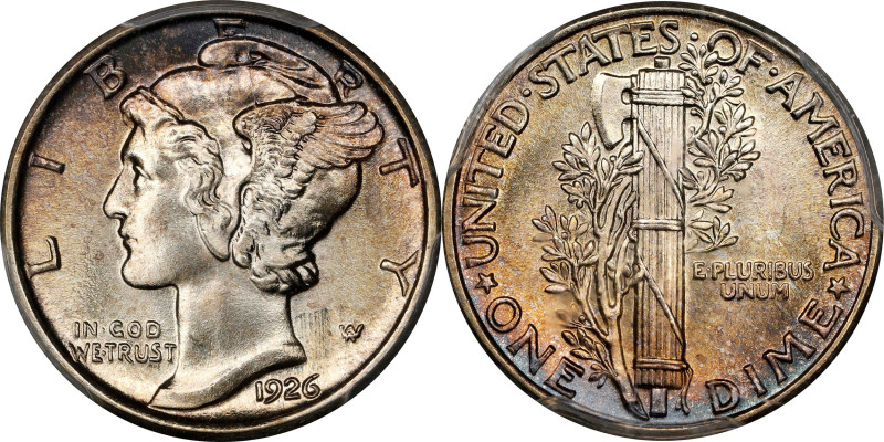 1926 Mercury Dime. MS-67 FB (PCGS). CAC.

Tied for the second highest graded a...